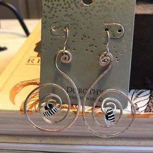 Silver handmade beaded earrings